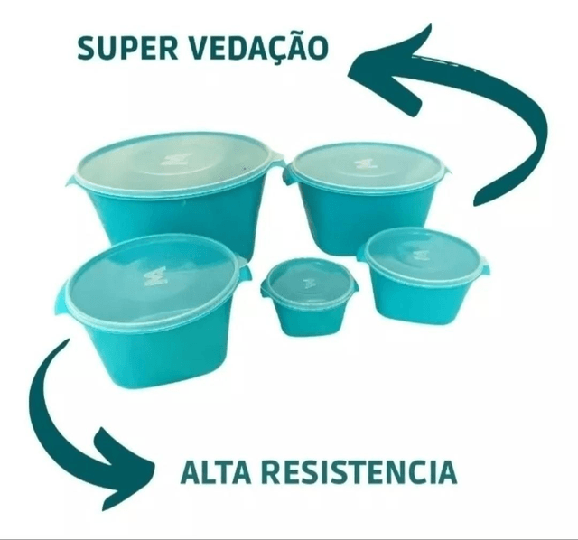 Jogo De Potes Porta Mantimentos 5 Peças De Plástico Acquamar

