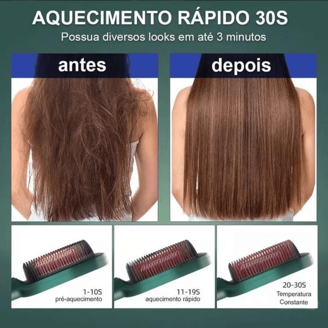 Escova Alisadora bivolt 5 em 1 alisa hidrata