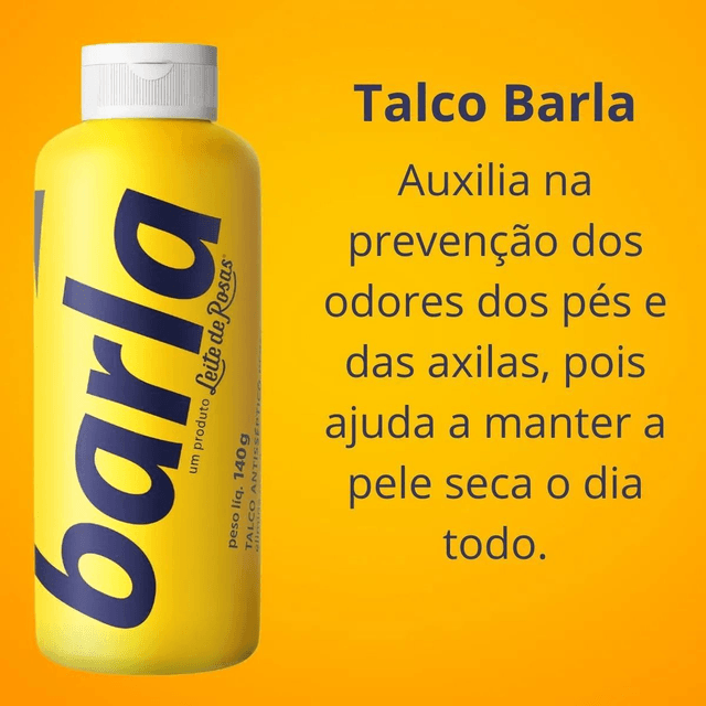 TALCO BARLA Perfumado 140g Talco Antisséptico Perfumado elimina os odores das axilas e dos pés