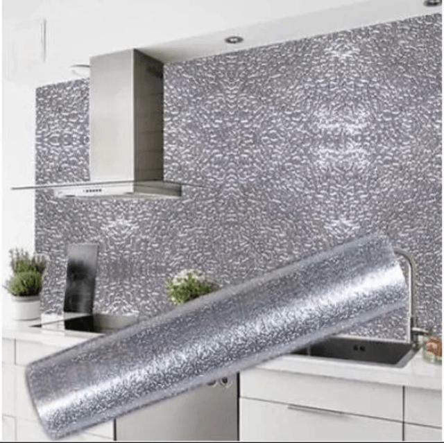 Papel De Parede 5 Metros De Aluminio Rolo Adesivo 3D Prova Da Agua Para Cozinha Adesivo