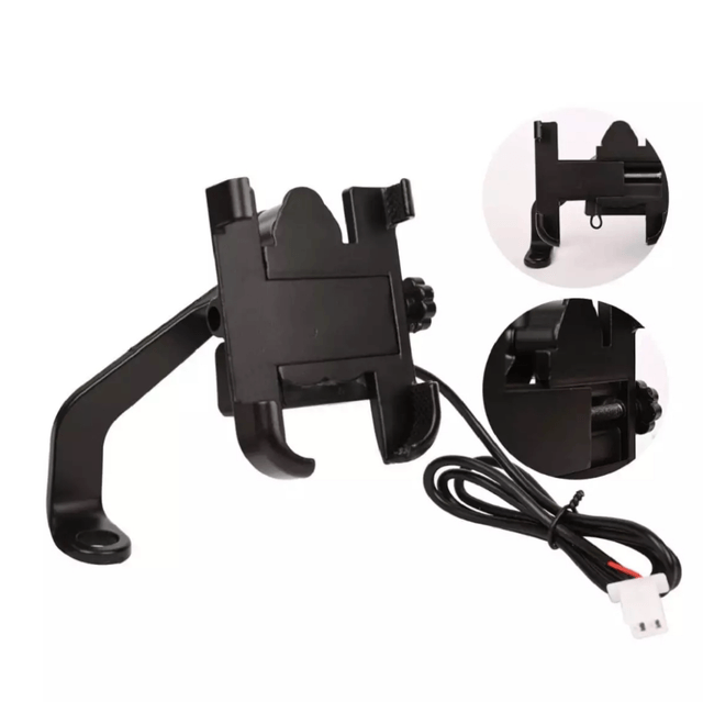 Suporte Pra Celular Com USB Pra Moto De Ferro com Carregador Retrovisor