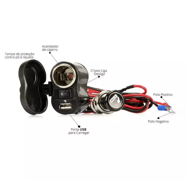 Adaptador Tomada Uso Carregador Para Motos Celular GPS Usb P/ Moto Carregador Celular