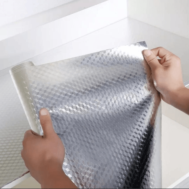 Papel De Parede 5 Metros De Aluminio Rolo Adesivo 3D Prova Da Agua Para Cozinha Adesivo